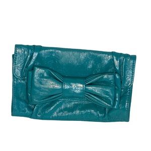 Teal Vintage Inspired Clutch W/ Bow Detail